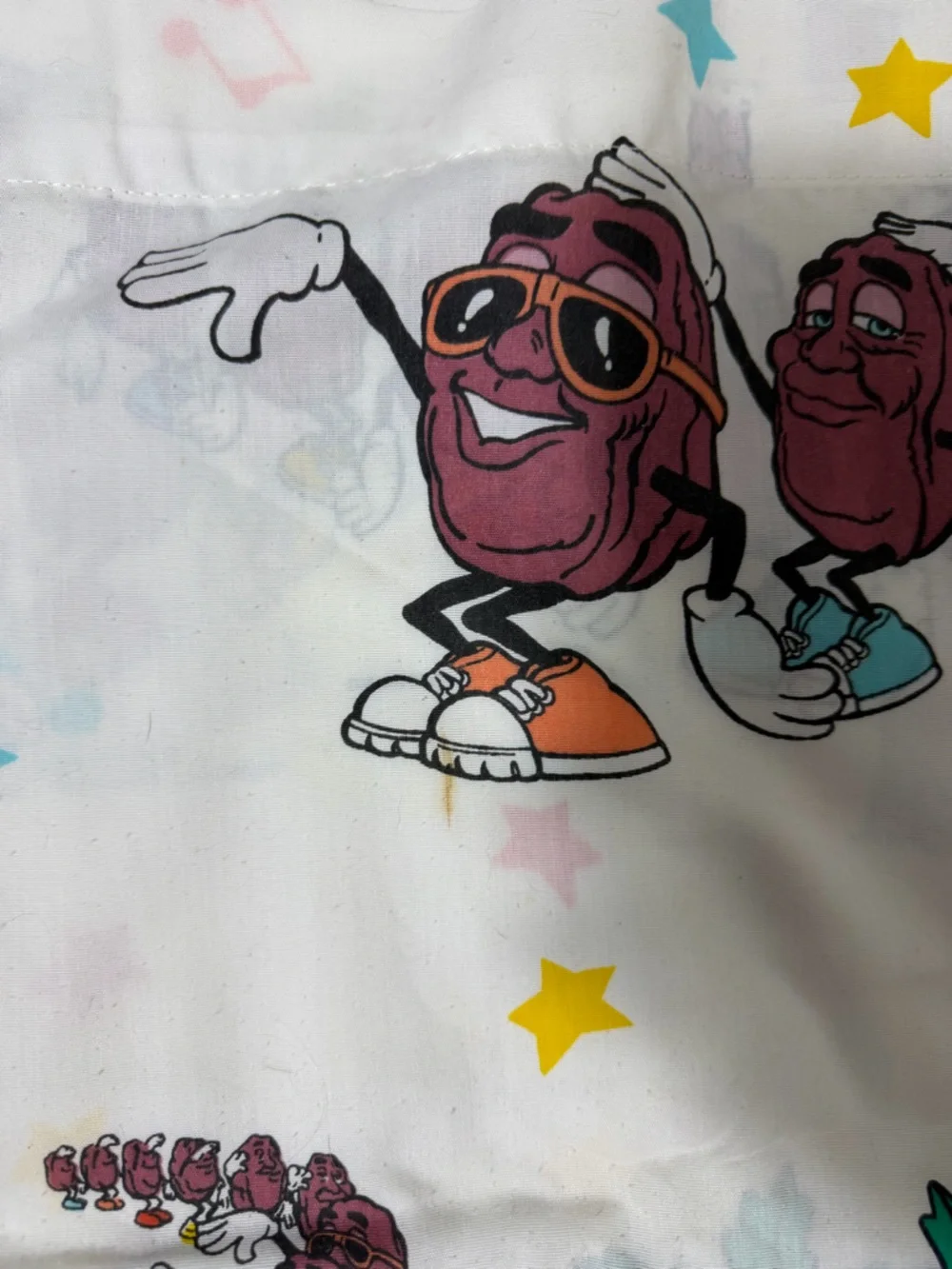 Vintage California Raisins 1988 Twin Sheet Set Flat Fitted Pillowcase